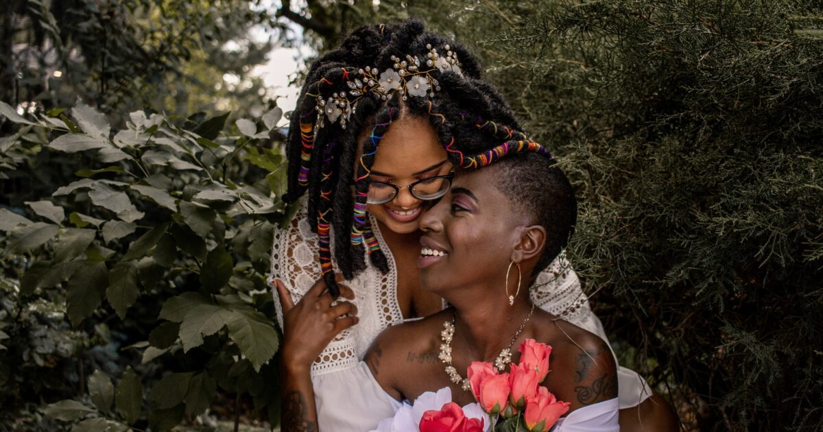 in plants, in the bushes lesbian photoshoot idea