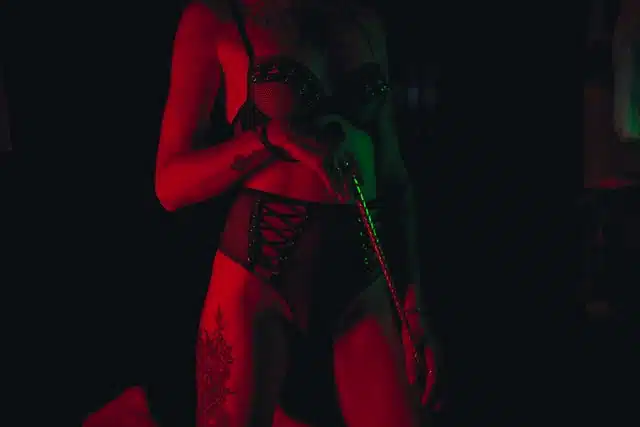 image of BDSM woman ready to whip