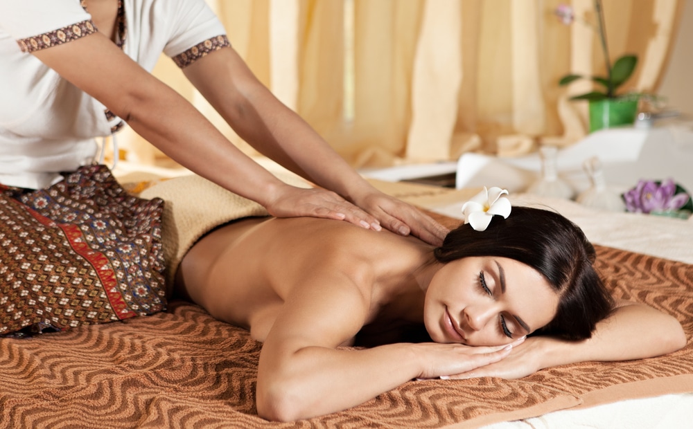 a women having thai massage