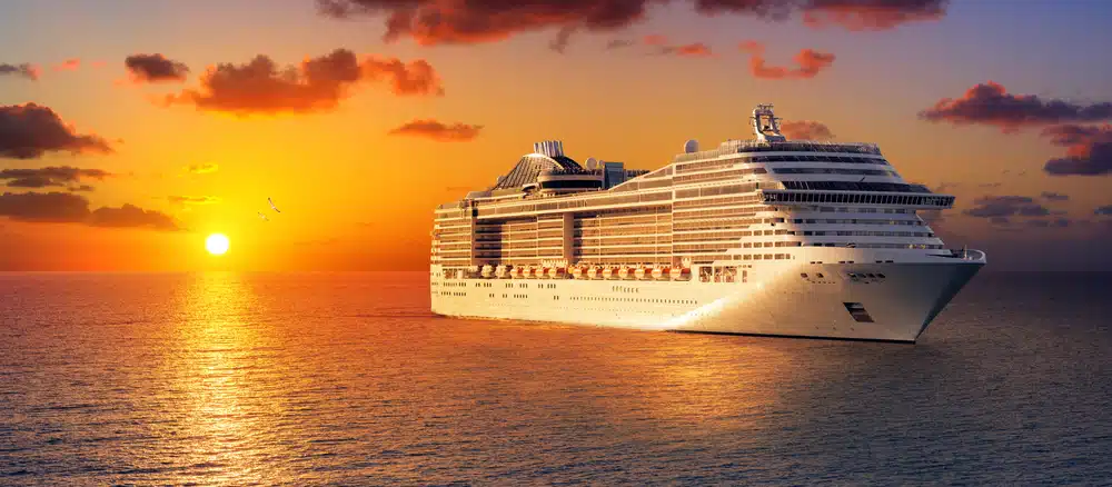 Cruise Ship with sunset