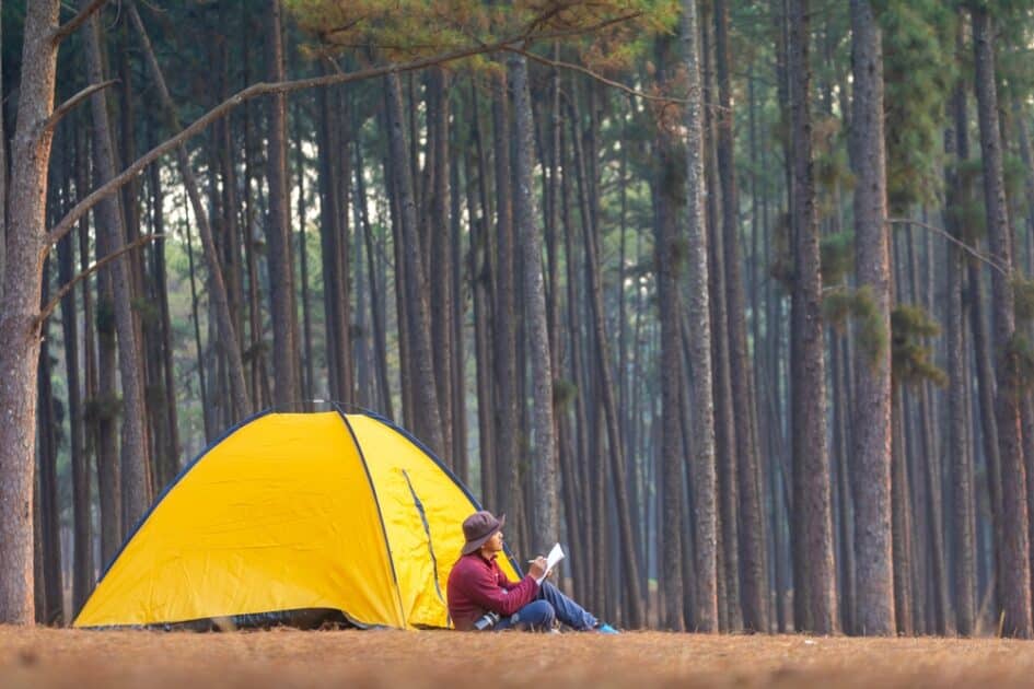 wilderness therapy, a man camping in the forest