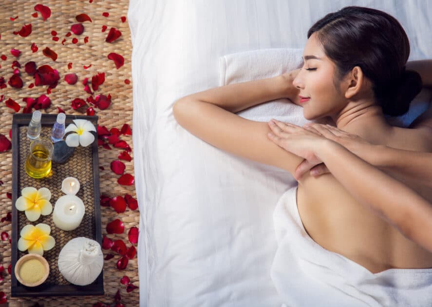 Woman relaxing in spa