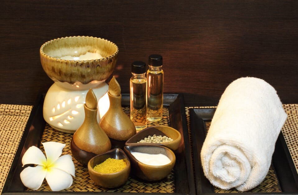 Oil Massage and White Roll Towel