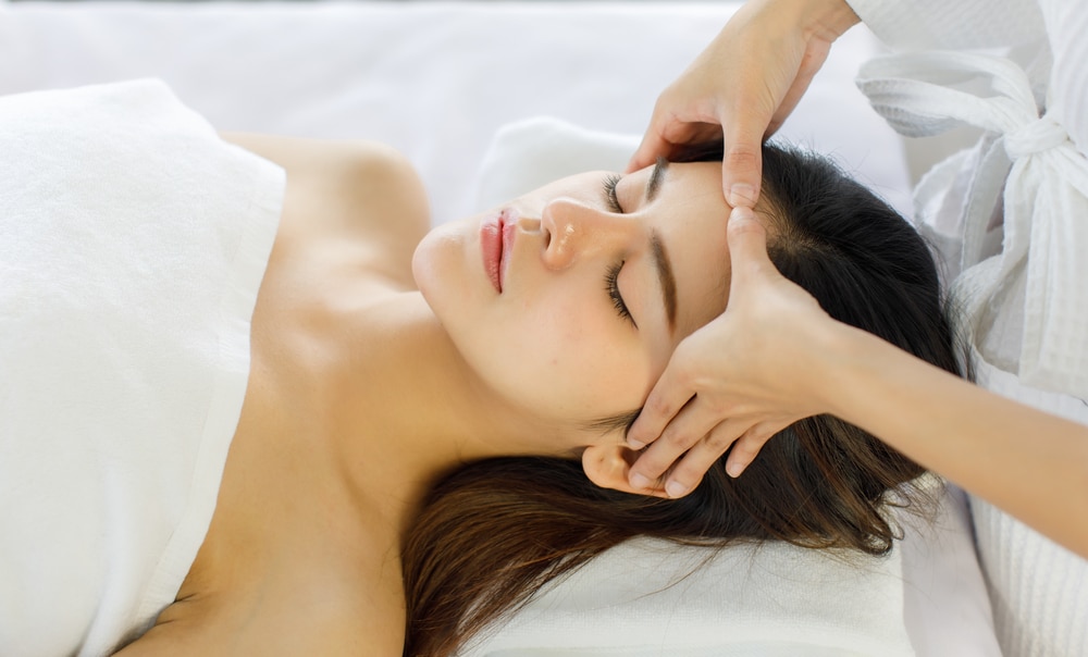 Woman having a head massage