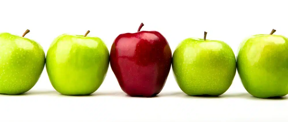 You Don't Fit In, green apple and red