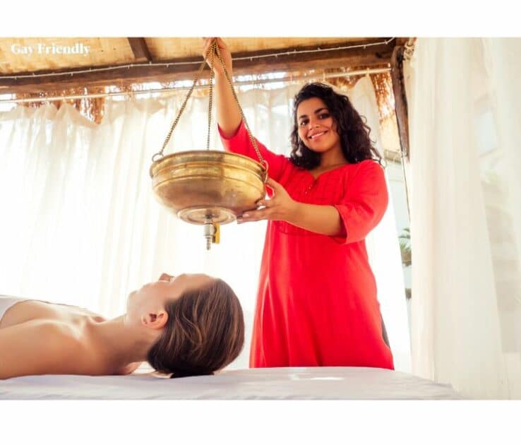 Young Woman Receiving Traditional Indian Medicine in Ayu