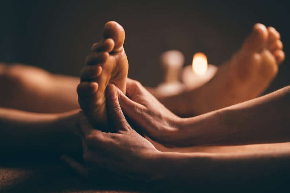 Close-up of a professional foot massage. 