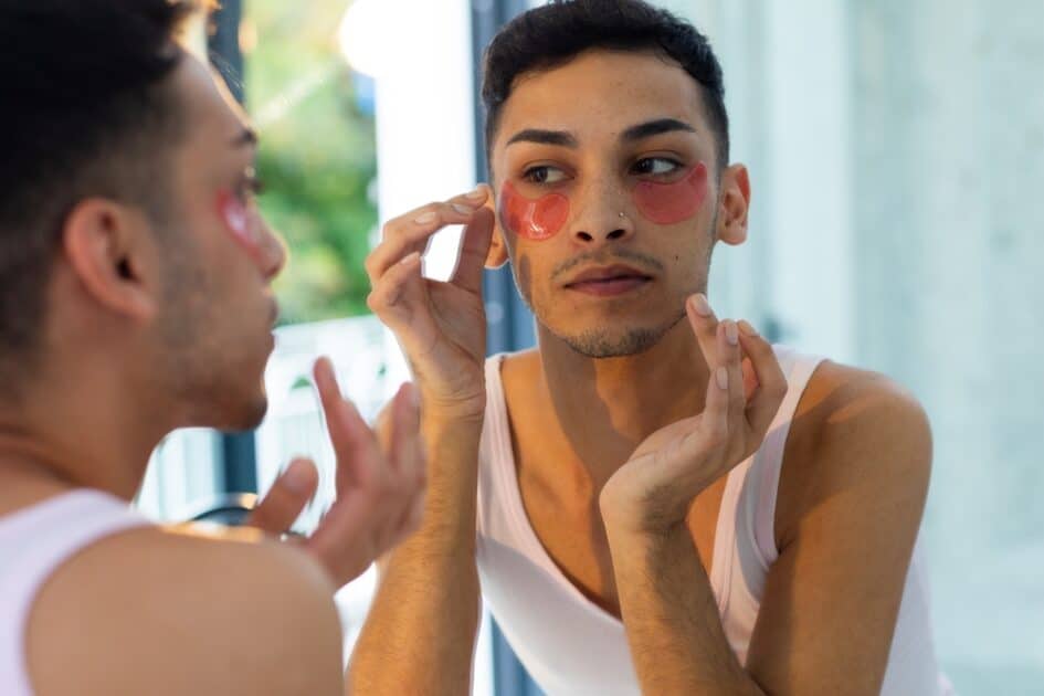 a gay having a Self-Care routine