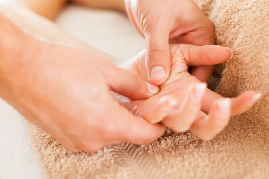 woman having hand massage