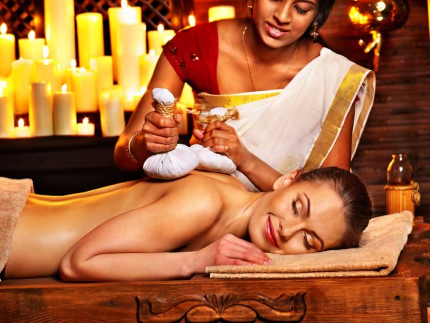 a woman receiving Ayurvedic Massage